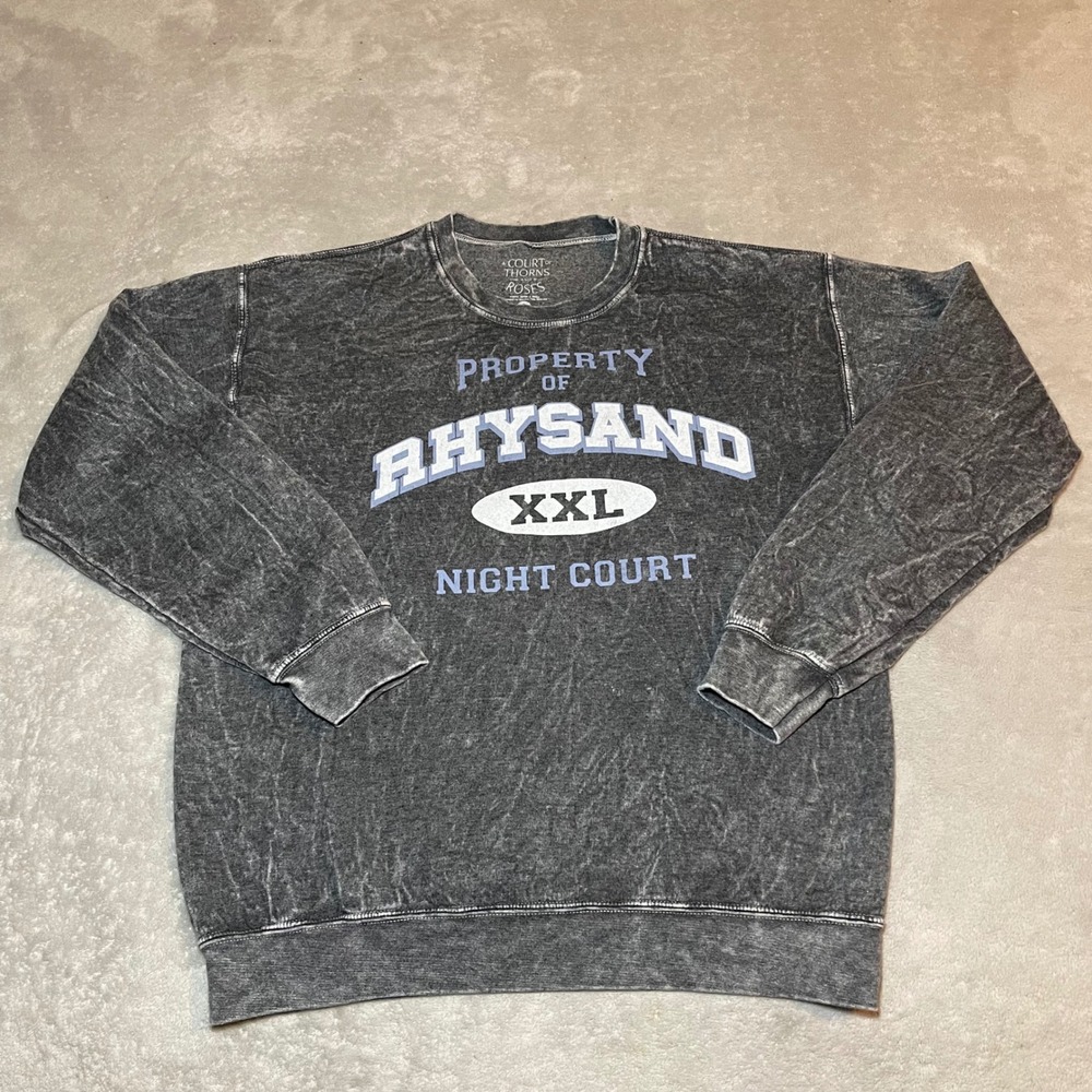 A Court of Thorns and Roses Sweatshirt Men S Rhysand Night Court Gray Acid Wash